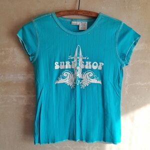 327a. light blue vintage No Boundaries cotton graphic y2k baby tee, 14